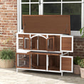 Load image into Gallery viewer, Rabbit Hutch Outdoor Guinea Pig Hutch 2 Tier Wooden Cage w/ Ramp, Divider, Openable Roof, 125 x 48 x 100cm - Brown
