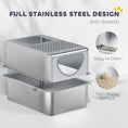 Charger l'image dans la visionneuse de la galerie, Stainless Steel Cat Litter Box with Lid, Extra Large Enclosed Litter Box with Top Litter-Catching Holes, Scoop, Dual Entry, Easy Clean, Silver

