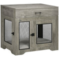 Load image into Gallery viewer, 32in Dog Crate Furniture with Cushion, Indoor Pet Kennel End Table with Storage, 2 Doors, for Small Medium Dogs, Grey
