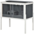 Load image into Gallery viewer, Wooden Hamster Cage, Small Animal Hutch for Dwarf Hamsters, Gerbils, Rutin Chickens w/ Huts, Shelf, 82 x 45 x 81cm - Dark Grey
