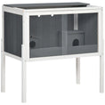 Load image into Gallery viewer, Wooden Hamster Cage, Small Animal Hutch for Dwarf Hamsters, Gerbils, Rutin Chickens w/ Huts, Shelf, 82 x 45 x 81cm - Dark Grey
