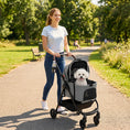 Load image into Gallery viewer, Dog Stroller, 3 in 1 Foldable Pet Stroller for Small Puppy Cat with Detachable Travel Carrier, 4 Wheels Dog Pram with Storage Basket, Seat Leashes, Mesh Window, Grey
