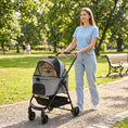 Load image into Gallery viewer, Dog Stroller, 3 in 1 Foldable Pet Stroller for Small Puppy Cat with Detachable Travel Carrier, 4 Wheels Dog Pram with Storage Basket, Seat Leashes, Mesh Window, Grey
