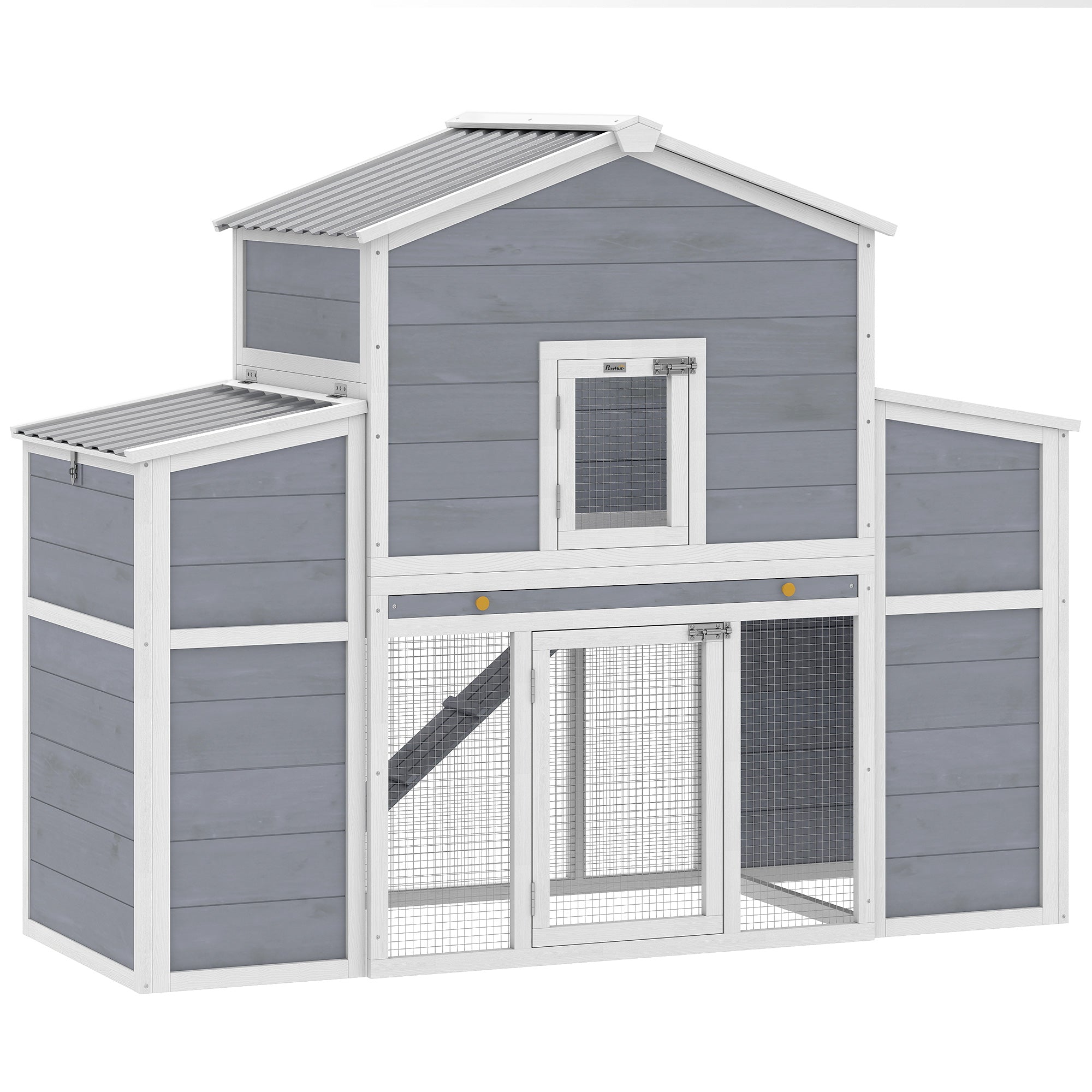 66.5" Large Chicken Coop, Wooden Chicken House with 2 Nesting Boxes, Sliding Tray & Ramp, Waterproof Roof, Outdoor Hen House Poultry Cage for Backyard, Farm, for 2-4 Hens