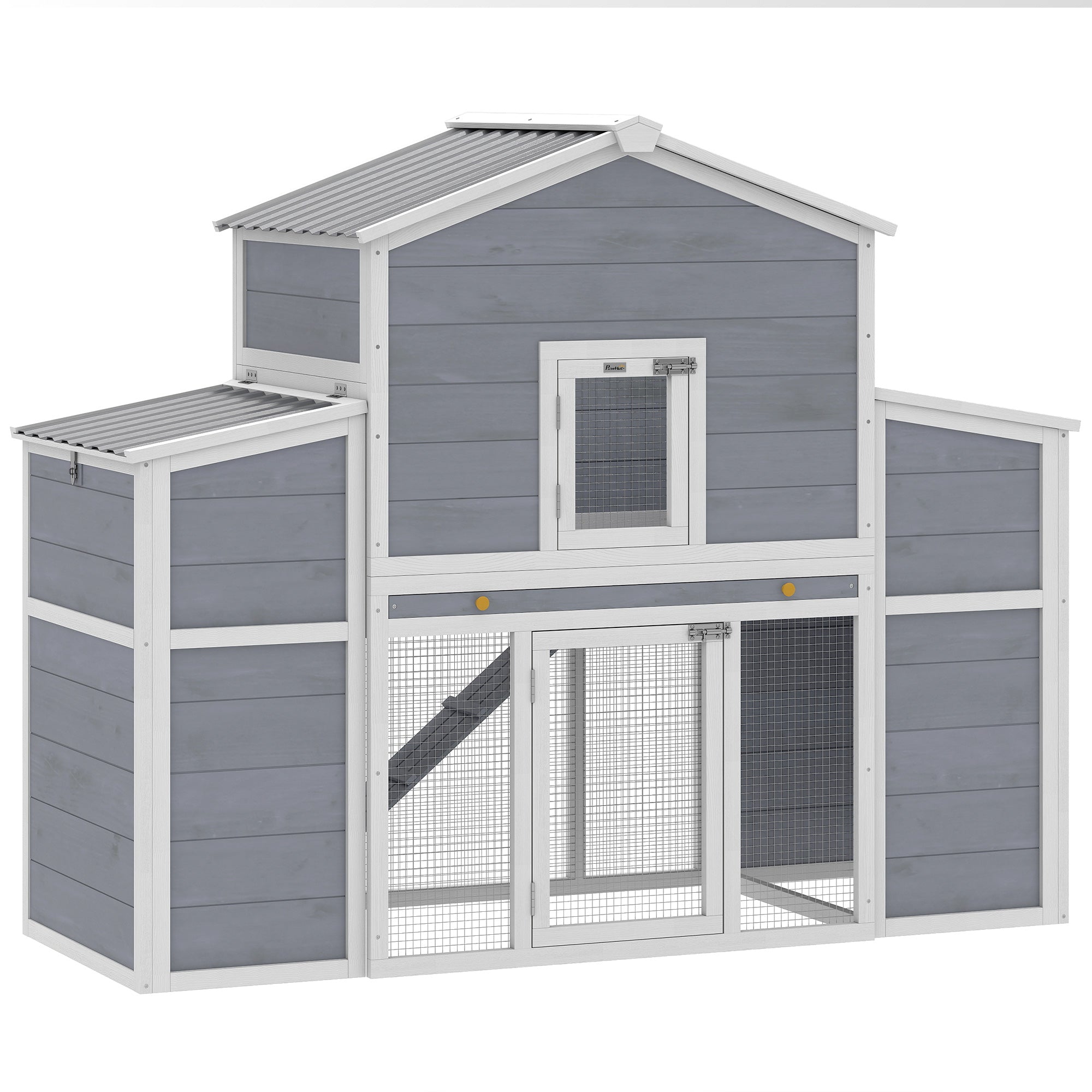 66.5" Large Chicken Coop, Wooden Chicken House with 2 Nesting Boxes, Sliding Tray & Ramp, Waterproof Roof, Outdoor Hen House Poultry Cage for Backyard, Farm, for 2-4 Hens