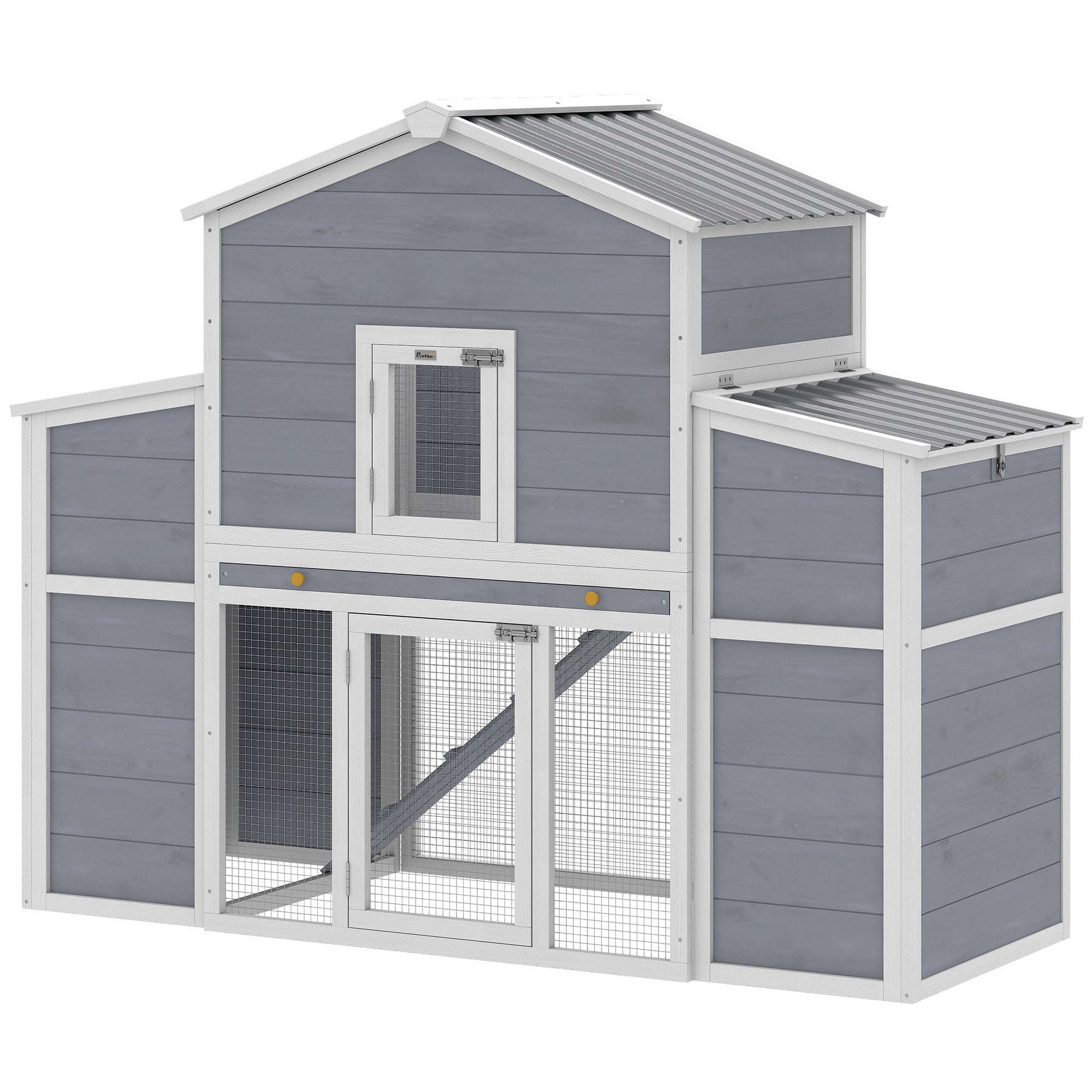 66.5" Large Chicken Coop, Wooden Chicken House with 2 Nesting Boxes, Sliding Tray & Ramp, Waterproof Roof, Outdoor Hen House Poultry Cage for Backyard, Farm, for 2-4 Hens