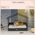 Load image into Gallery viewer, PawHut Wicker Dog House Outdoor with Canopy, Rattan Dog Bed with Water-resistant Cushion, Raised Dog Bed for Small, Medium Dogs up to 66 lbs, 19.75" in Length, Brown Wicker, White Cushion

