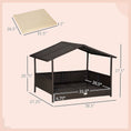 Load image into Gallery viewer, PawHut Wicker Dog House Outdoor with Canopy, Rattan Dog Bed with Water-resistant Cushion, Raised Dog Bed for Small, Medium Dogs up to 66 lbs, 19.75" in Length, Brown Wicker, White Cushion
