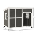 Load image into Gallery viewer, Outdoor Dog Kennel, Wooden Dog House with Asphalt Openable Top, Removable Floor, Clear Front Panel, Curtain, Windows, Dog Shelter for Small, Medium, Large Dogs, 103 x 77 x 83cm, Light Grey
