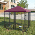Load image into Gallery viewer, Outdoor Dog Kennel with Rotating Bowl Holders, Dog Run with Water and UV-Resistant Cover for Medium & Small Dogs, Red
