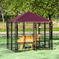 Load image into Gallery viewer, Outdoor Dog Kennel with Rotating Bowl Holders, Dog Run with Water and UV-Resistant Cover for Medium & Small Dogs, Red
