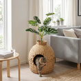 Load image into Gallery viewer, Hidden Cat Litter Box Plant Furniture Enclosure with Faux Plant & Stainless Steel Tray, Decorative Rattan Planter Cat Bed,  Odor Control Filter & Real Stones, for Bedroom, Living Room, Corner
