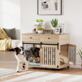 Load image into Gallery viewer, Dog Crate Furniture on Wheels, Dog Cage with 2 Drawers, Sliding Door, Indoor Kennel End Side Table for Medium Large Breeds, Oak Tone
