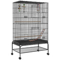 Load image into Gallery viewer, 63" Bird Cage for Budgies Cockatiels Canaries Lovebirds Finches with Rolling Stand, Toys, Removable Tray, Storage Shelf, Black
