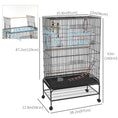 Load image into Gallery viewer, 63" Bird Cage for Budgies Cockatiels Canaries Lovebirds Finches with Rolling Stand, Toys, Removable Tray, Storage Shelf, Black
