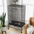 Load image into Gallery viewer, 63" Bird Cage for Budgies Cockatiels Canaries Lovebirds Finches with Rolling Stand, Toys, Removable Tray, Storage Shelf, Black
