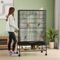 Load image into Gallery viewer, 63" Bird Cage for Budgies Cockatiels Canaries Lovebirds Finches with Rolling Stand, Toys, Removable Tray, Storage Shelf, Black
