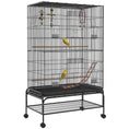 Load image into Gallery viewer, 63" Bird Cage for Budgies Cockatiels Canaries Lovebirds Finches with Rolling Stand, Toys, Removable Tray, Storage Shelf, Black
