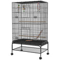 Load image into Gallery viewer, 63" Bird Cage for Budgies Cockatiels Canaries Lovebirds Finches with Rolling Stand, Toys, Removable Tray, Storage Shelf, Black
