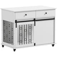 Charger l'image dans la visionneuse de la galerie, Dog Crate Furniture, 39" Dog Kennel Indoor with 2 Storage Drawers, Wheels, Sliding Door, Decorative End Side Table Pet House Cage for Medium and Large Breeds, White
