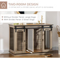 Load image into Gallery viewer, Dog Crate Furniture for Large Dog, Double Dog Cage for Small Dogs with Divider, Sliding Doors - Oak Tone
