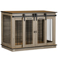 Load image into Gallery viewer, PawHut Dog Crate Furniture with Divider, Dog Crate End Table for Small to Large Dogs, Large Indoor Dog Kennel with Double Doors, 47"W x 23.5"D x 35"H, Oak
