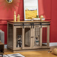Load image into Gallery viewer, Dog Crate Furniture for Large Dog, Double Dog Cage for Small Dogs with Divider, Sliding Doors - Oak Tone
