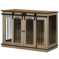 Load image into Gallery viewer, Dog Crate Furniture for Large Dog, Double Dog Cage for Small Dogs with Divider, Sliding Doors - Oak Tone
