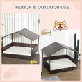 Load image into Gallery viewer, PawHut Outdoor Wicker Dog House with Canopy, Rattan Dog Bed with Soft Cushion Removable Cover for Medium and Large Dogs, Cream White
