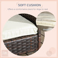 Load image into Gallery viewer, PawHut Outdoor Wicker Dog House with Canopy, Rattan Dog Bed with Soft Cushion Removable Cover for Medium and Large Dogs, Cream White
