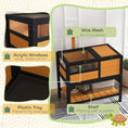 Load image into Gallery viewer, Tortoise House w/ Shelf, Small Pet Reptile Wooden House w/ Hide Shelter Den and Run, Lamp Holder, Tray, for Indoors, Outdoors - Yellow
