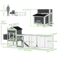 Load image into Gallery viewer, 117" Chicken Coop, Wooden Rabbit Hutch with Chicken Run, Slide-out Tray, Asphalt Roof, Nesting Box - Grey and White
