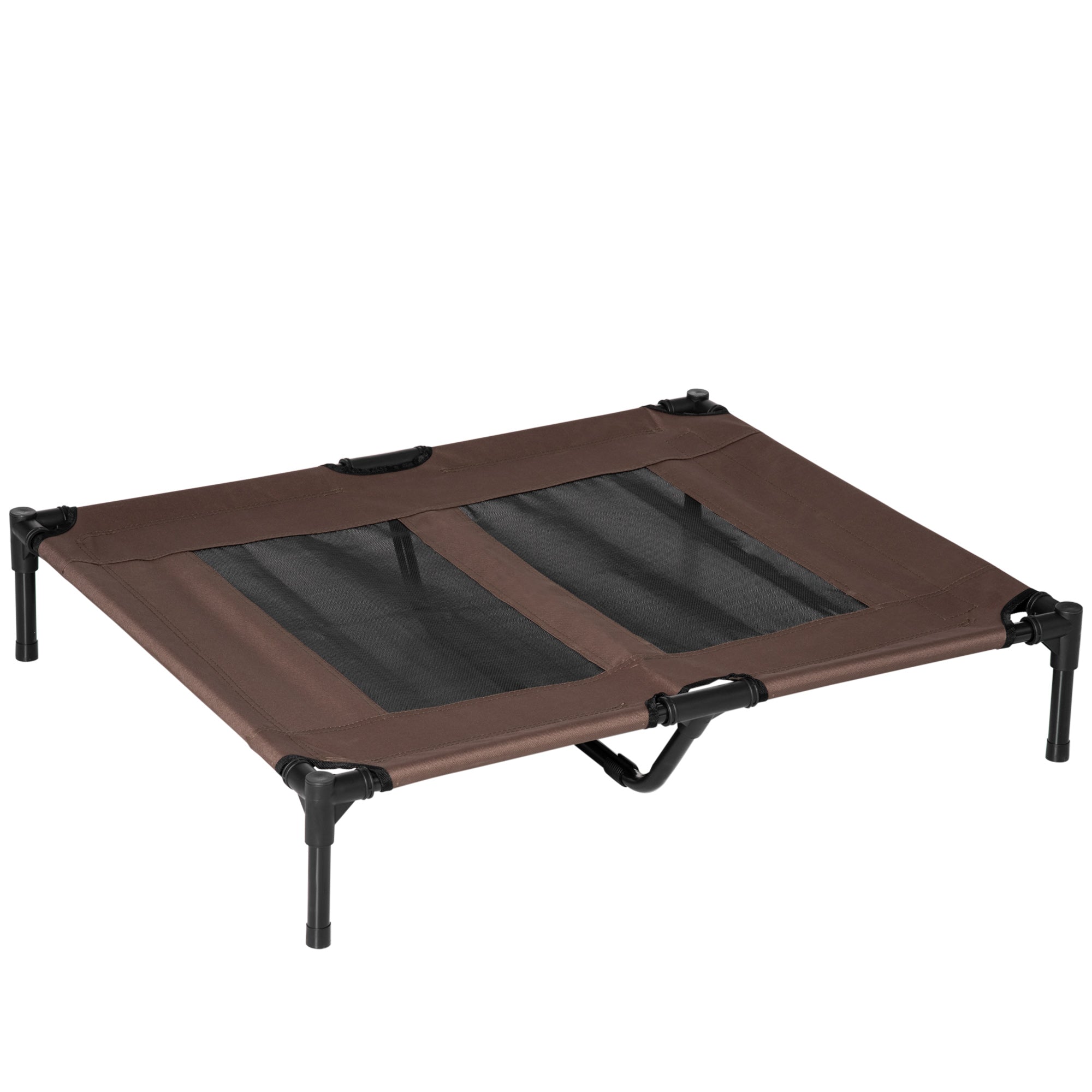 Large Raised Dog Bed Cat Elevated Lifted Cooling Portable Camping Basket Outdoor Indoor Mesh Pet Cot Metal Frame Brown