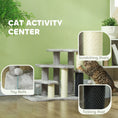 Load image into Gallery viewer, 20" Pet Stairs for Cats, 2 in 1 Cat Tree Tower 3-Step Cat Steps with Scratching Posts, Tickling Post, Toy Balls, for High Beds, Couch, Sofa, Light Gray
