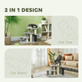 Load image into Gallery viewer, 20" Pet Stairs for Cats, 2 in 1 Cat Tree Tower 3-Step Cat Steps with Scratching Posts, Tickling Post, Toy Balls, for High Beds, Couch, Sofa, Light Gray
