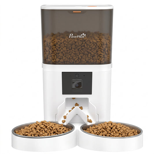 6L Smart Cat Feeder with HD Camera for 2 Cats Dual-band WiFi & App Timed Feeding