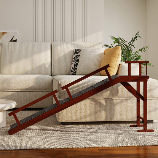 70.5" Dog Ramp for Bed Couch with Removable Guardrails for Small Medium Large Dogs Brown