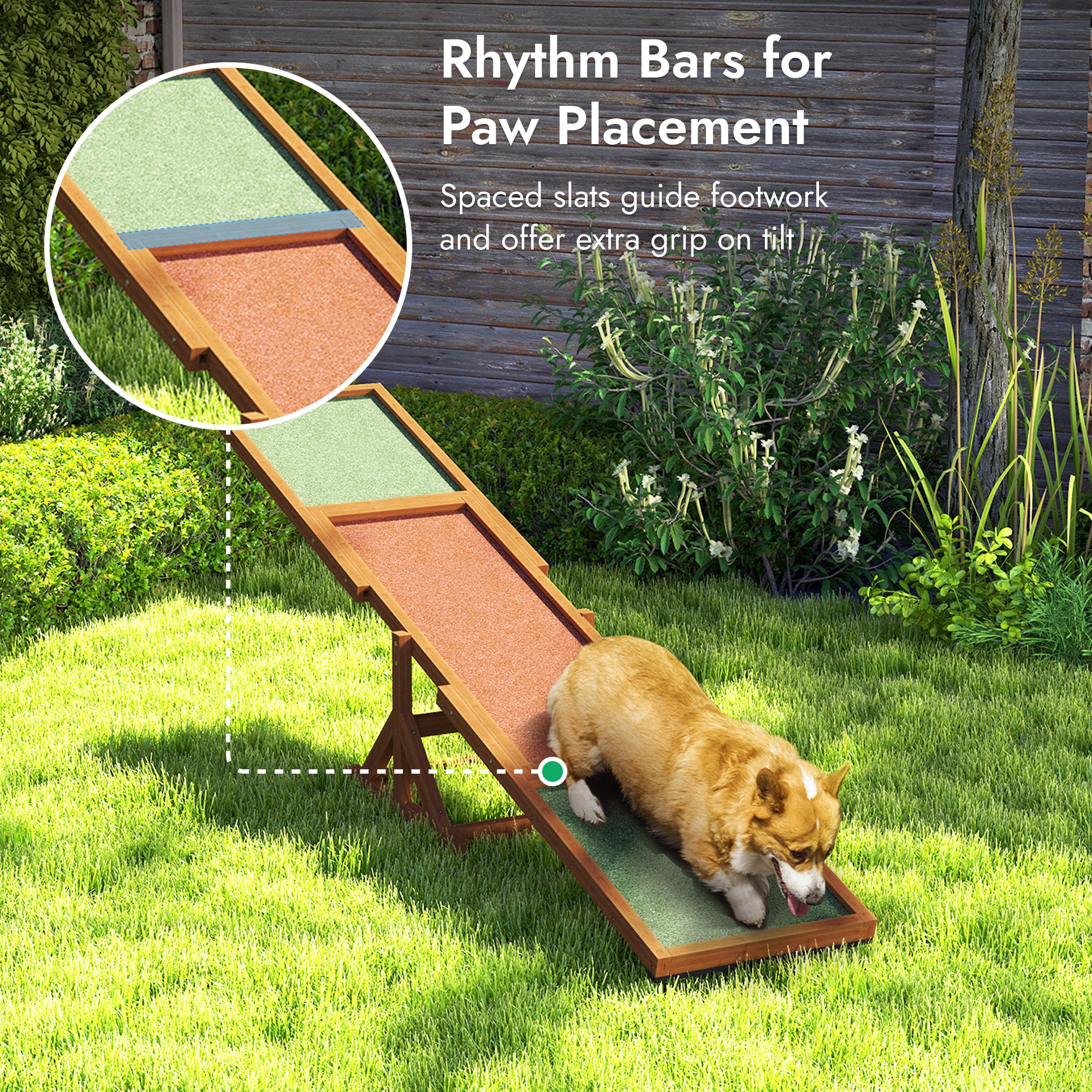 Pupstacle 83" Wooden Dog Agility Seesaw with Anti-Slip Surface Orange