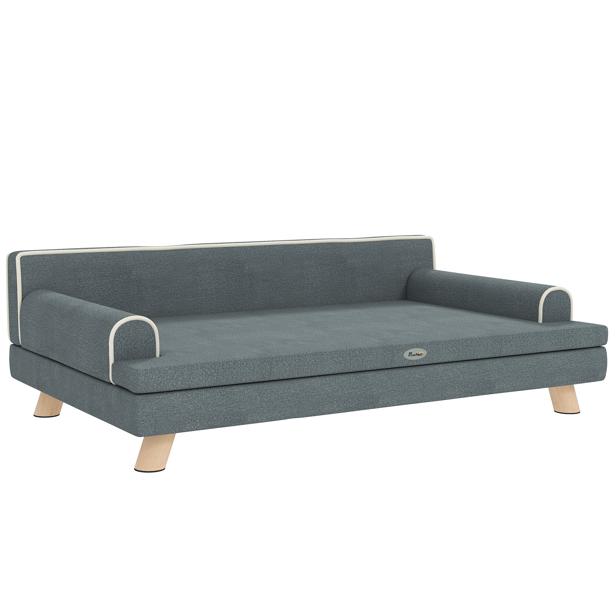Dog Sofa, 39" Cat Couch with Removable Cushion, Washable Cover, Wooden Legs, Elevated Pet Cat Sofa for Medium & Large Dogs, Dark Grey