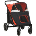 Load image into Gallery viewer, Pet Stroller with Universal Front Wheels, Shock Absorber, One-Click Foldable Dog Cat Carriage with Brakes, Storage Bags, Safety Leash for Large & Medium Dogs, Red
