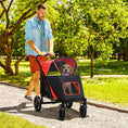 Load image into Gallery viewer, Pet Stroller with Universal Front Wheels, Shock Absorber, One-Click Foldable Dog Cat Carriage with Brakes, Storage Bags, Safety Leash for Large & Medium Dogs, Red
