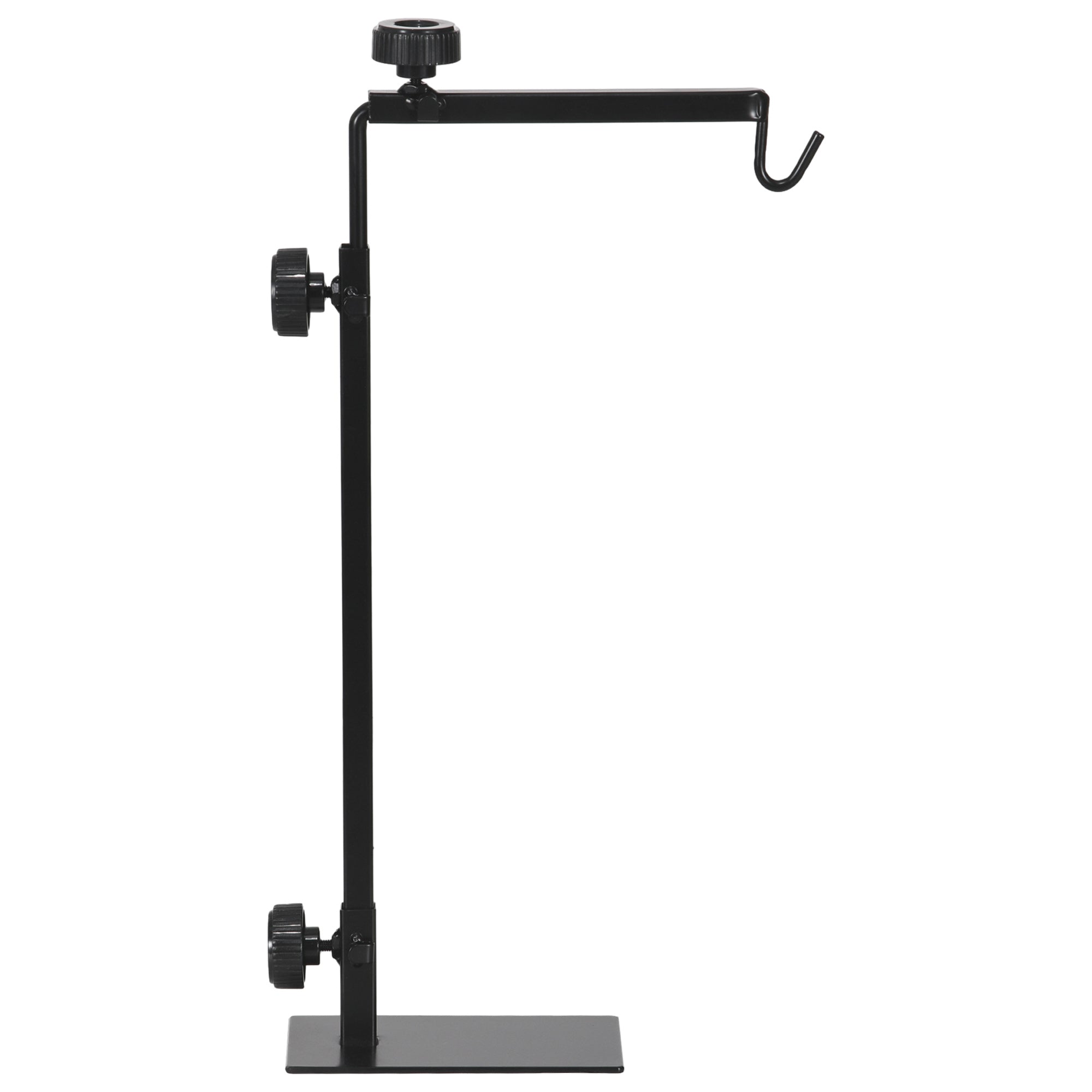 Reptile Lamp Stand, Adjustable Height and Width Heat Lamp for Reptile Amphibian Terrariums, Light Stand with Hook Hanging Steel Base - Black