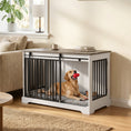 Load image into Gallery viewer, Dog Crate Furniture, 100 cm Wooden Dog Kennel Indoor Double Door with Sliding Barn Door, Decorative Pet Kennel End Side Table for Large Breeds, White
