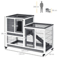 Load image into Gallery viewer, Wooden Indoor Rabbit Hutch Guinea Pig House Bunny Small Animal Cage W/ Wheels Enclosed Run 110 x 50 x 88 cm, Grey
