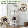Load image into Gallery viewer, 54 Inch Cat Tree, Cat Tower for Indoor Kittens with Large Cozy Condo, Plush Top Perch, Sisal Scratching Posts, Dangling Toy Ball, Light Grey
