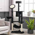 Load image into Gallery viewer, 60 Inch Cat Tree for Large Cats Adult, Tall Cat Tower with Scratching Posts and 2 Hammocks, Multi-Level Plush Kitten Condo for Indoor Cats with Dangling Balls, Dark Grey

