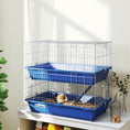 Load image into Gallery viewer, 28" 2-Tier Small Animal Cage with 2 Doors, Deep Base, Ramp, Dish & Bottle, Blue
