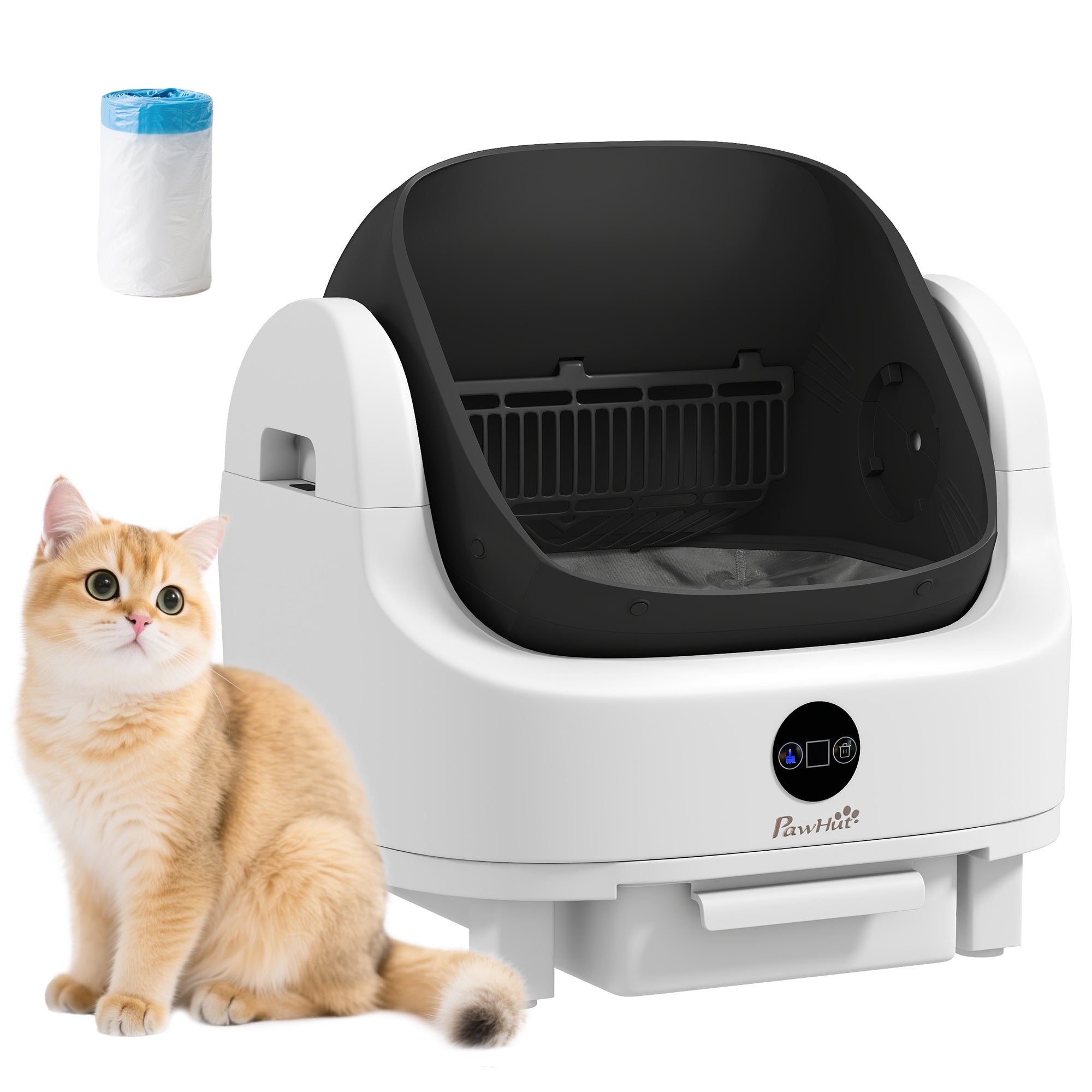 Self Cleaning Cat Litter Tray Top Opening Design, Automatic Litter Box More Space for Multiple & Senior, Large Cats, Integrated Security Protection, Odor-Free,  Instant Cleaning & Easy Scooping