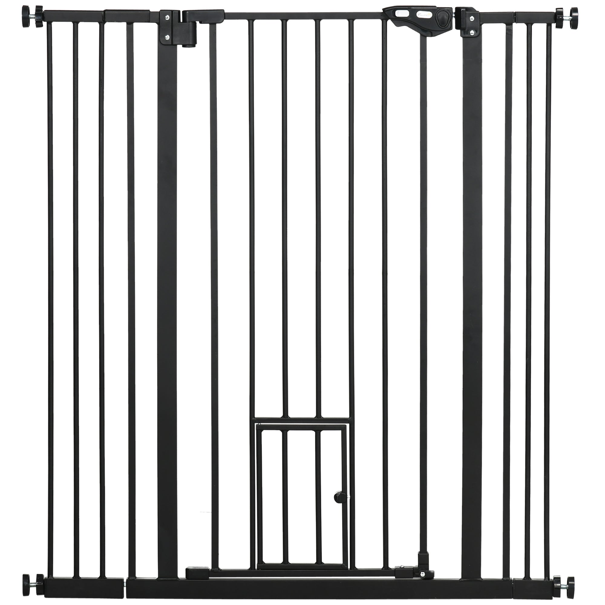 41"H Dog Gate with Cat Door, Pet Gate with Small Door, Easy Open Indoor Dog Gates for Doorways, House, Stair, 29"-40" Long, Black
