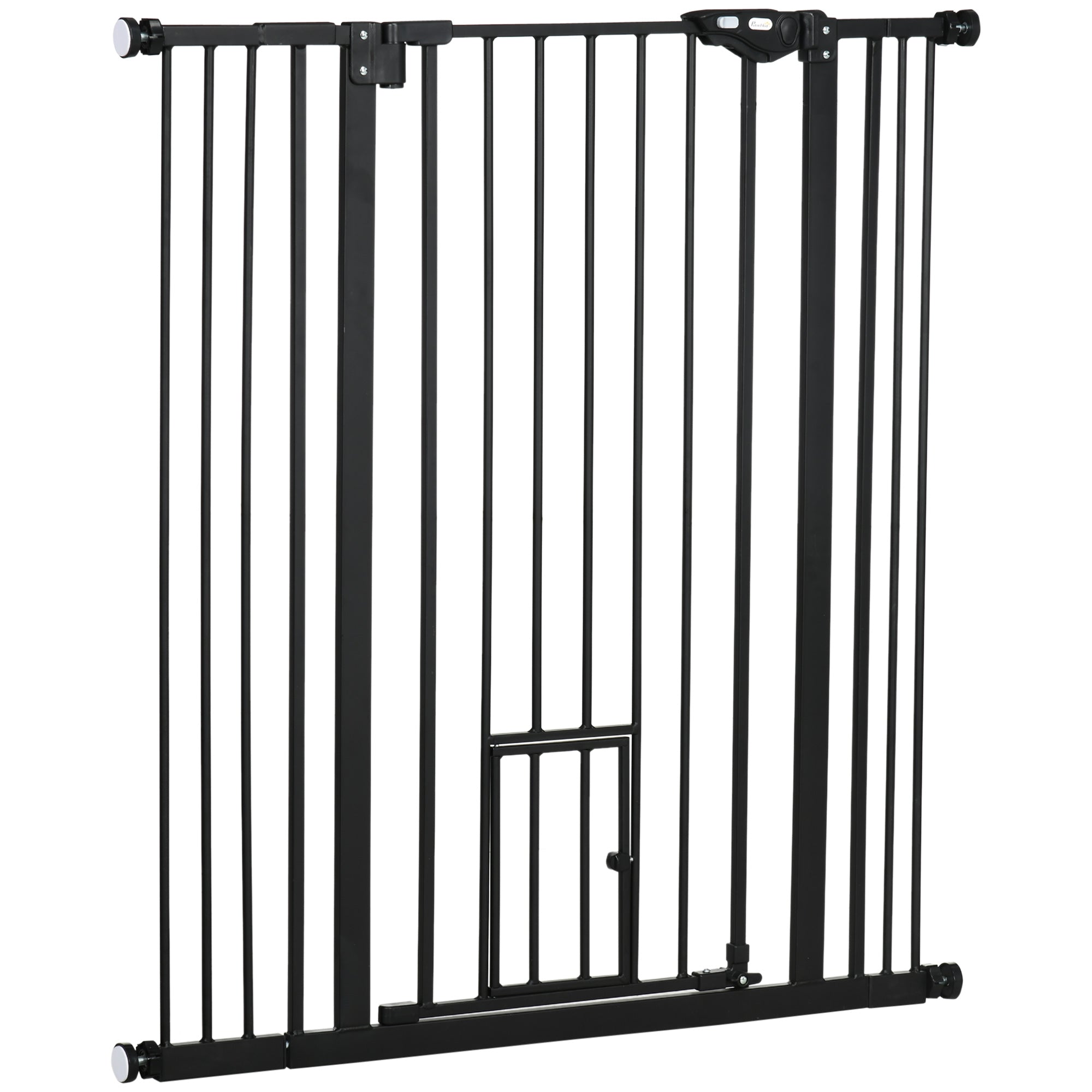 41"H Dog Gate with Cat Door, Pet Gate with Small Door, Easy Open Indoor Dog Gates for Doorways, House, Stair, 29"-40" Long, Black